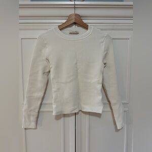 Abercrombie Cream Ribbed Long Sleeve Top